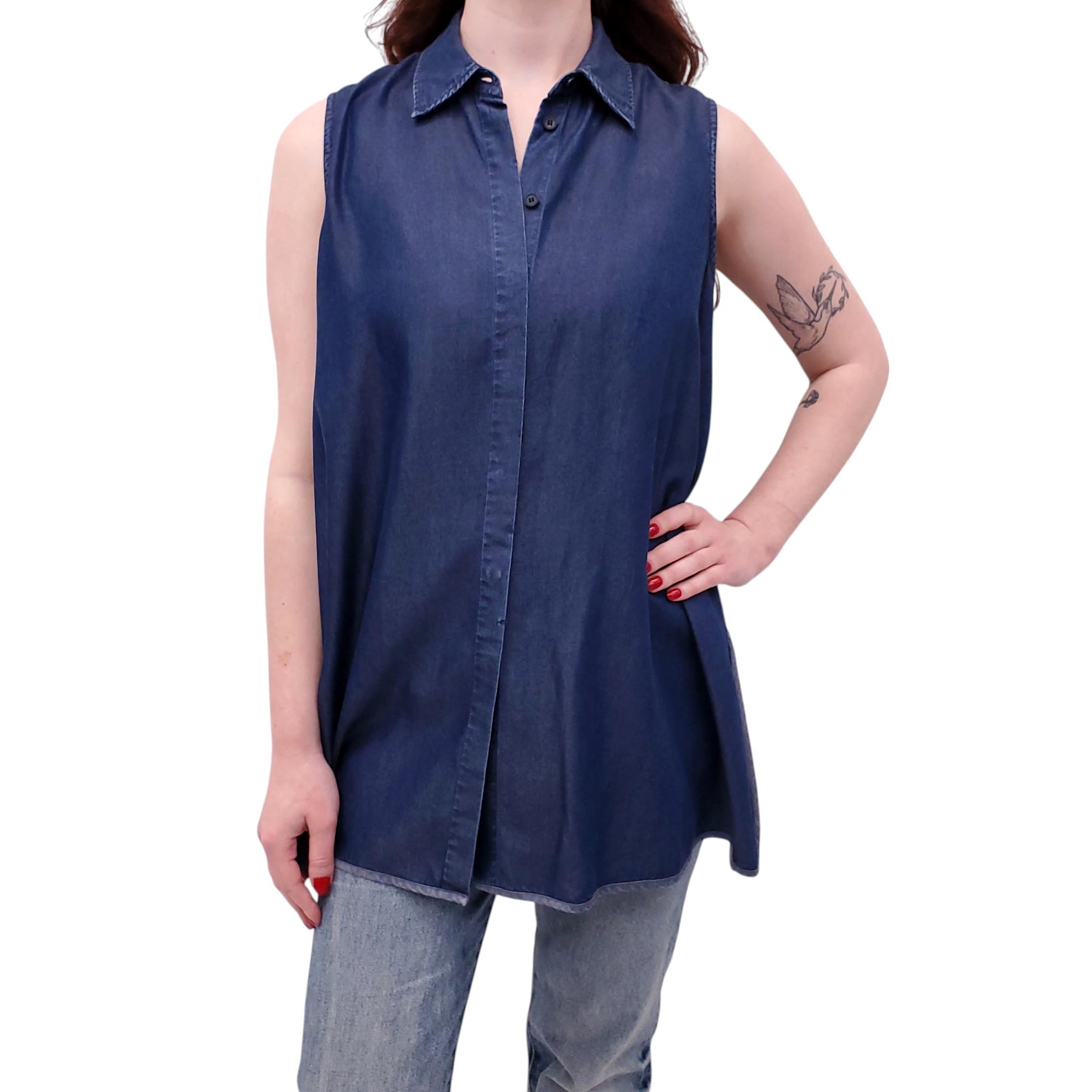 ACNE STUDIOS DENIM EFFECT COTTON VEST - SIZE 38