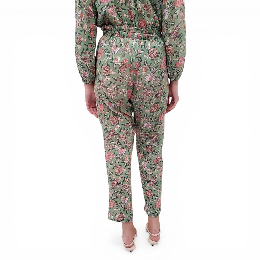 XIRENA GREEN FLORAL BLOUSE AND TROUSERS SET - SIZE XS/S