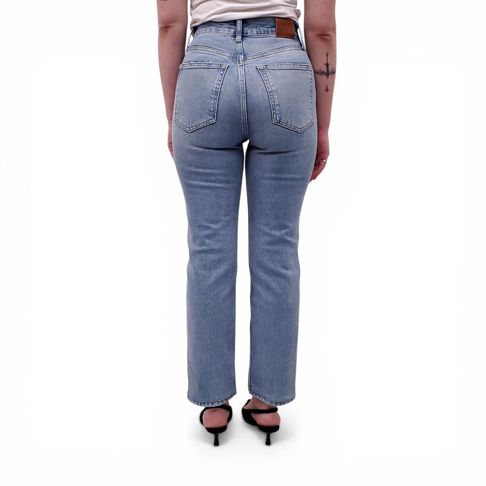 ANINE BING LIGHT WASH JEANS WITH SILVER LOGO BUTTONS - SIZE 24