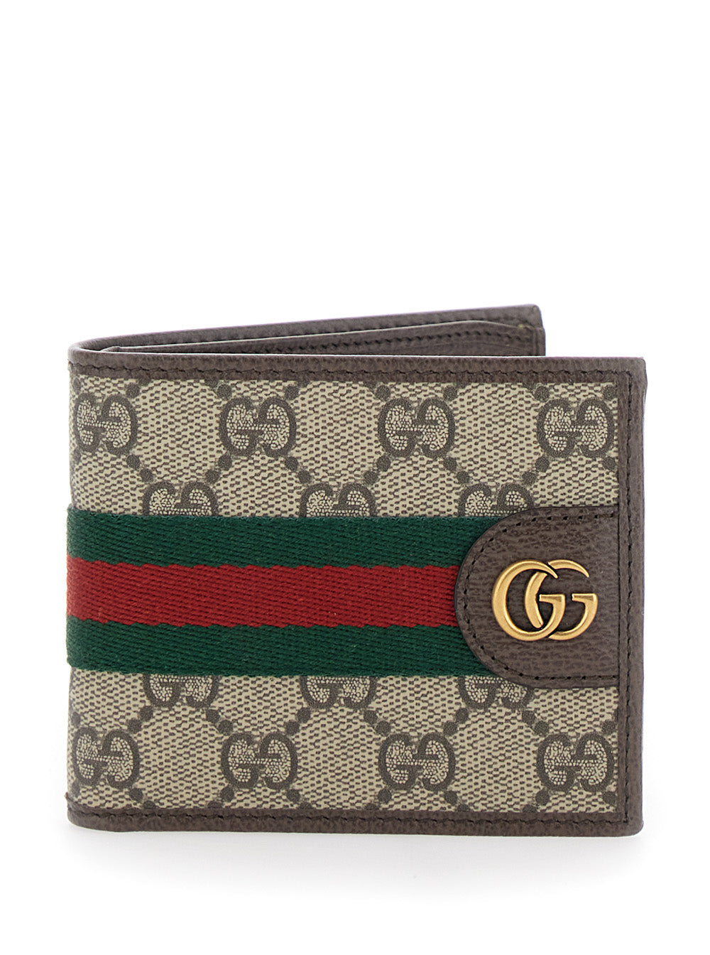 Gucci Men Wallet 'Ophidia' With Gg Logo And Web Motif In Gg Canvas Beige Men