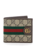 Gucci Men Wallet 'Ophidia' With Gg Logo And Web Motif In Gg Canvas Beige Men
