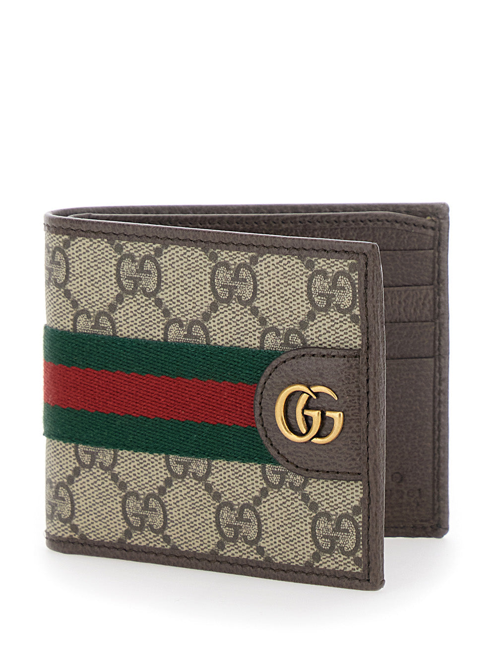 Gucci Men Wallet 'Ophidia' With Gg Logo And Web Motif In Gg Canvas Beige Men