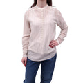 SAINT LAURENT CREAM STRIPED METALLIC BLOUSE - SIZE S