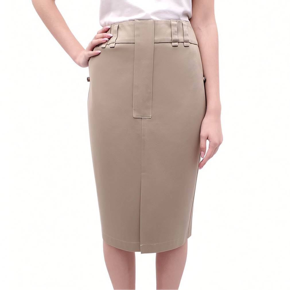 SAINT LAURENT KHAKI CARGO SKIRT - SIZE 36