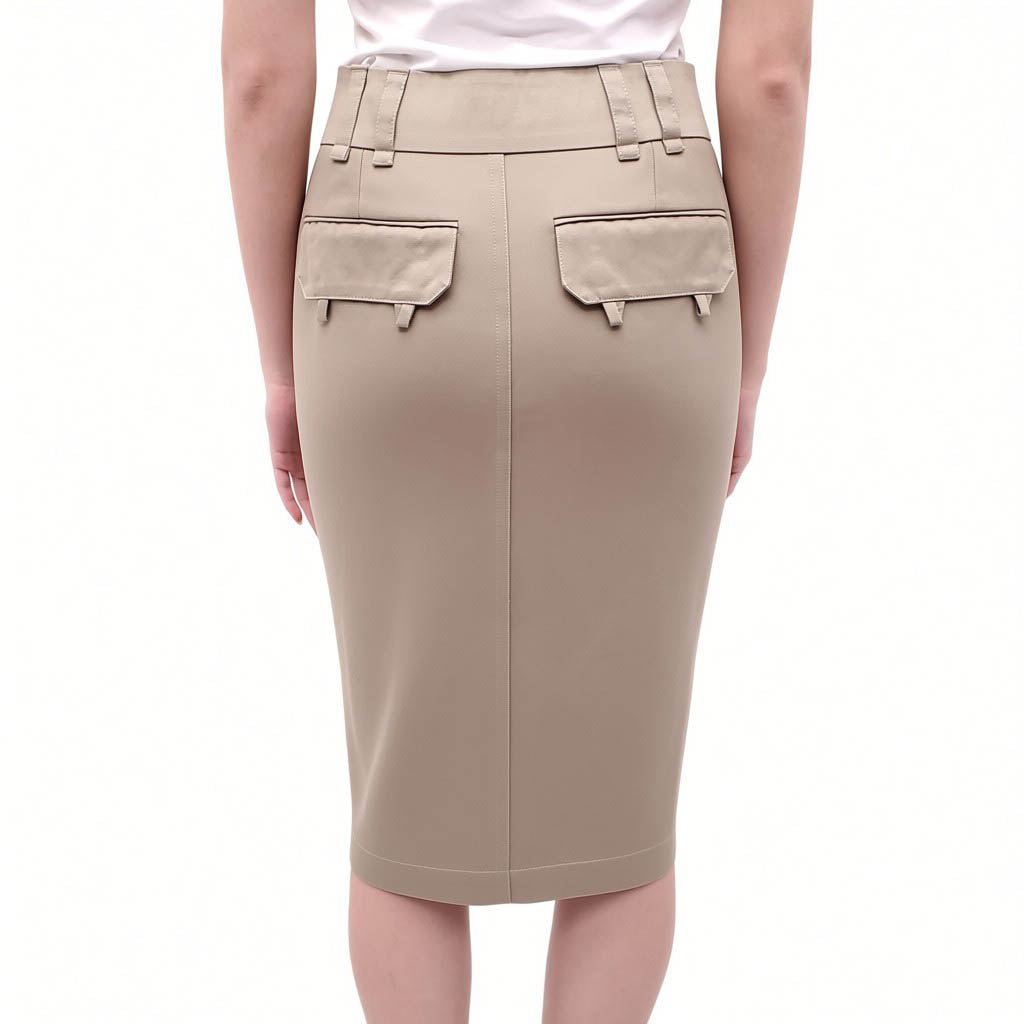 SAINT LAURENT KHAKI CARGO SKIRT - SIZE 36