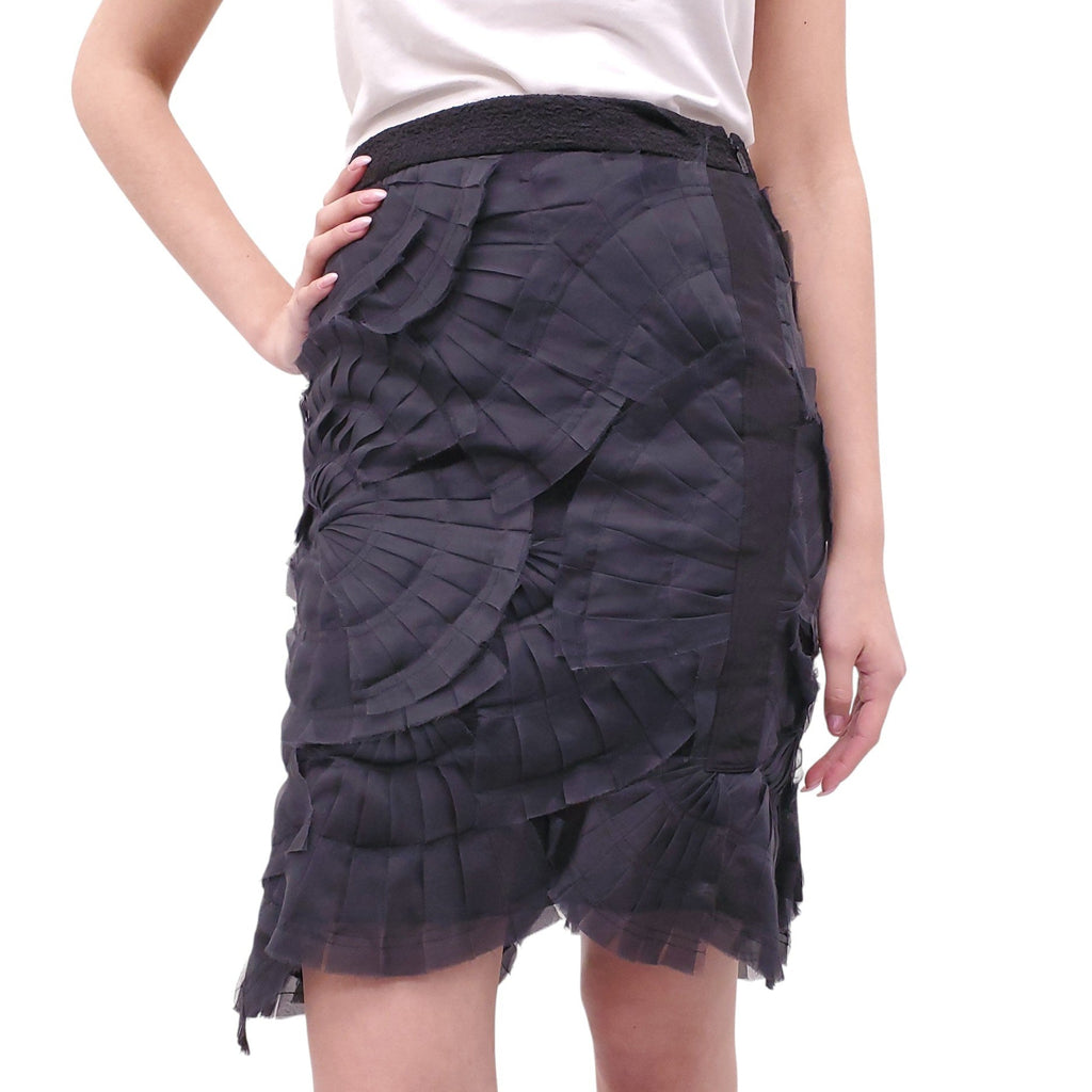 GUCCI BLACK LAYERED SILK SKIRT - SIZE 40