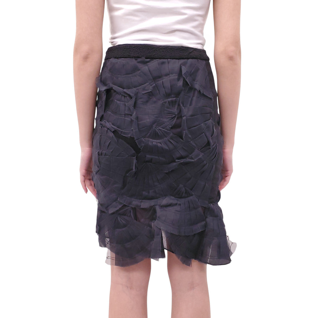 GUCCI BLACK LAYERED SILK SKIRT - SIZE 40