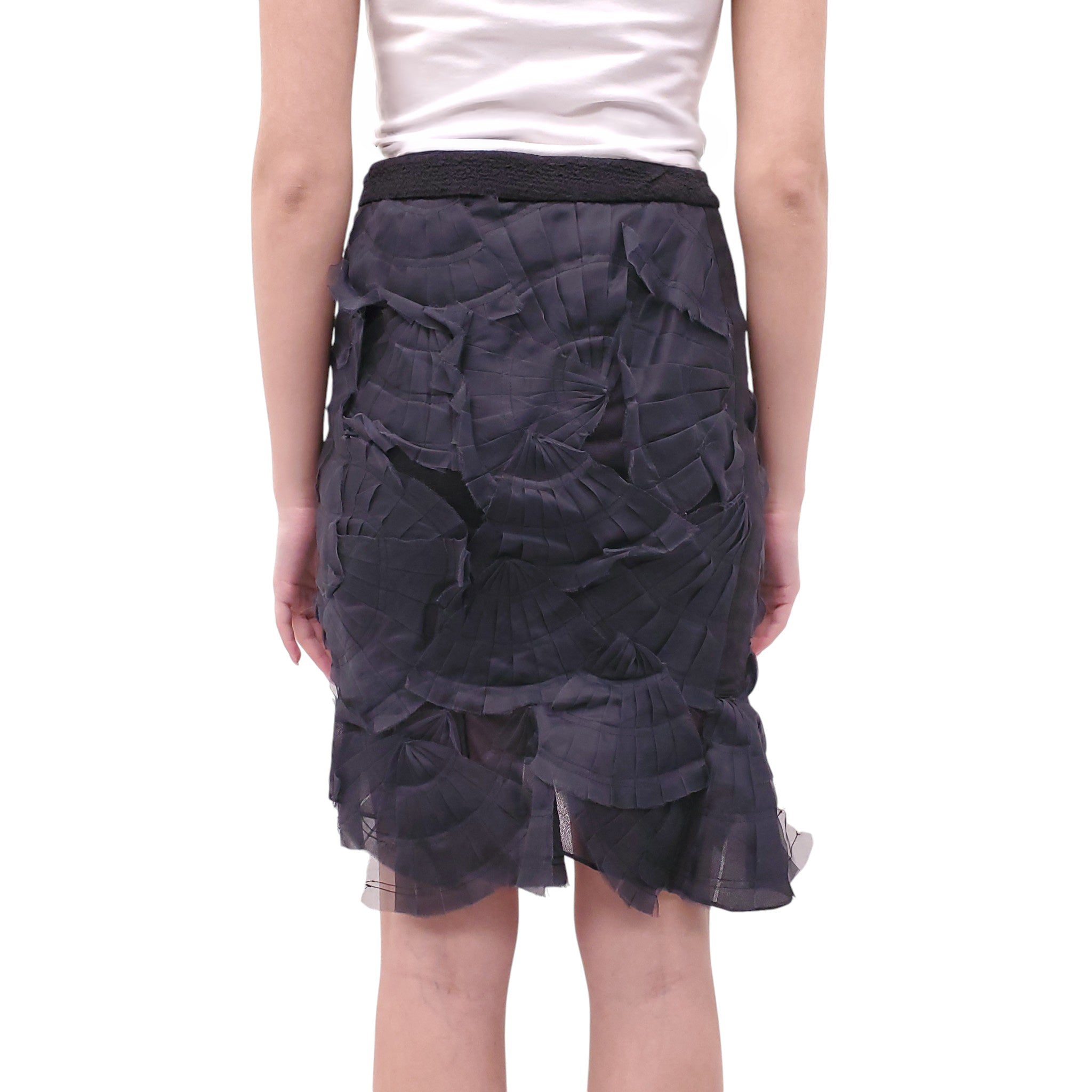 GUCCI BLACK LAYERED SILK SKIRT - SIZE 40