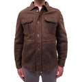 B.C. DARK BROWN SUEDE AND SHEARLING SHIRT JACKET - MEN'S SIZE L