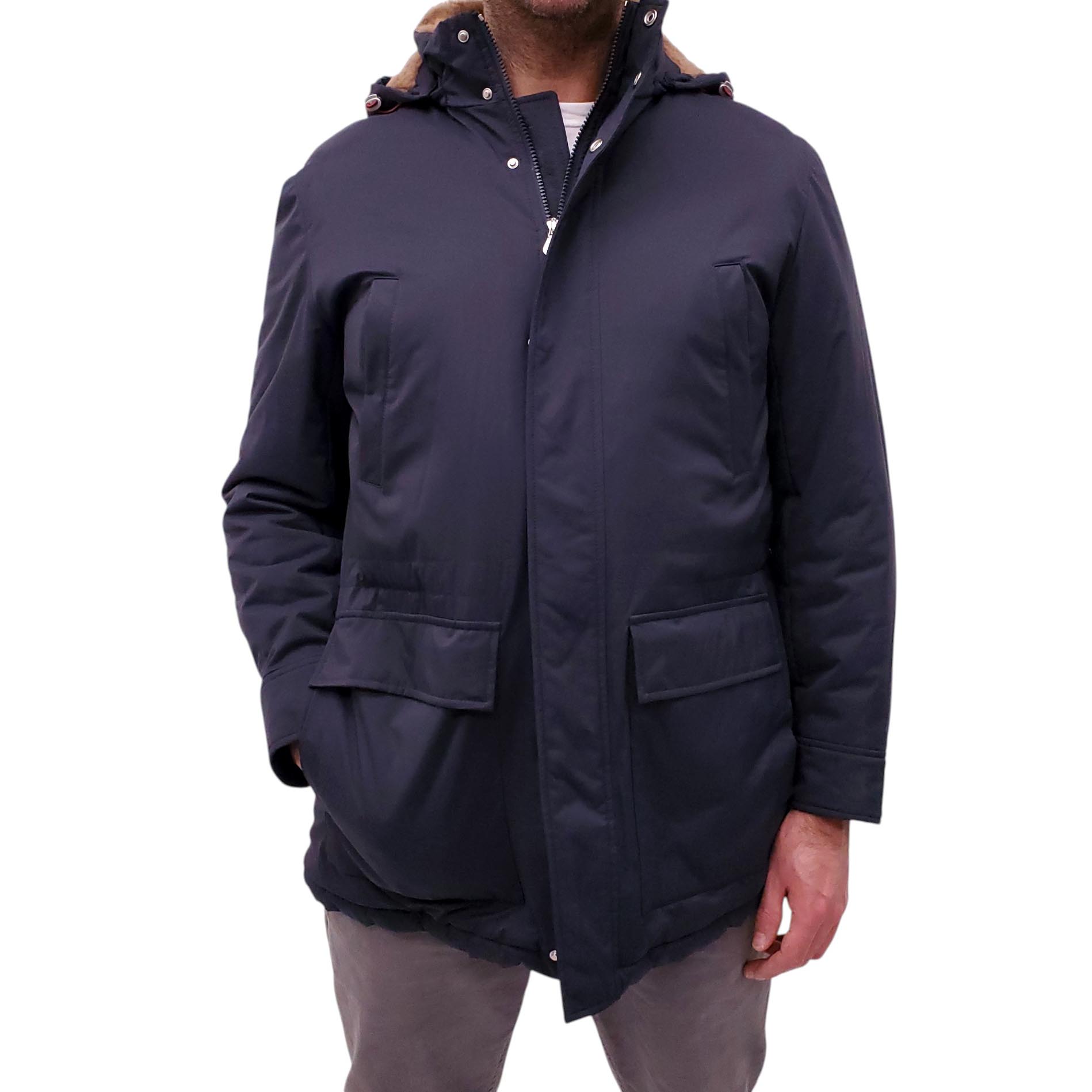 B.C. NAVY FUR-LINED PARKA WITH DETACHABLE HOOD - MEN'S SIZE 52