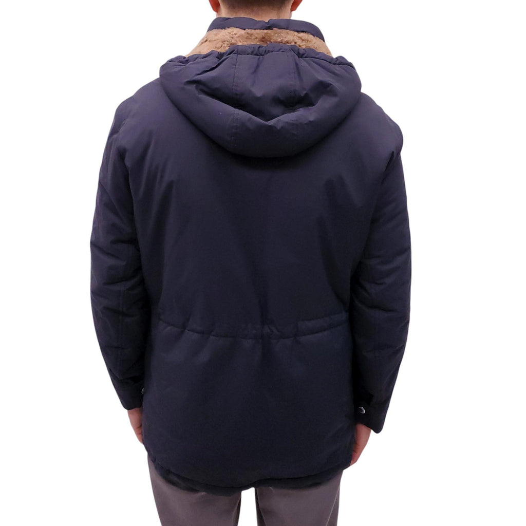 B.C. NAVY FUR-LINED PARKA WITH DETACHABLE HOOD - MEN'S SIZE 52