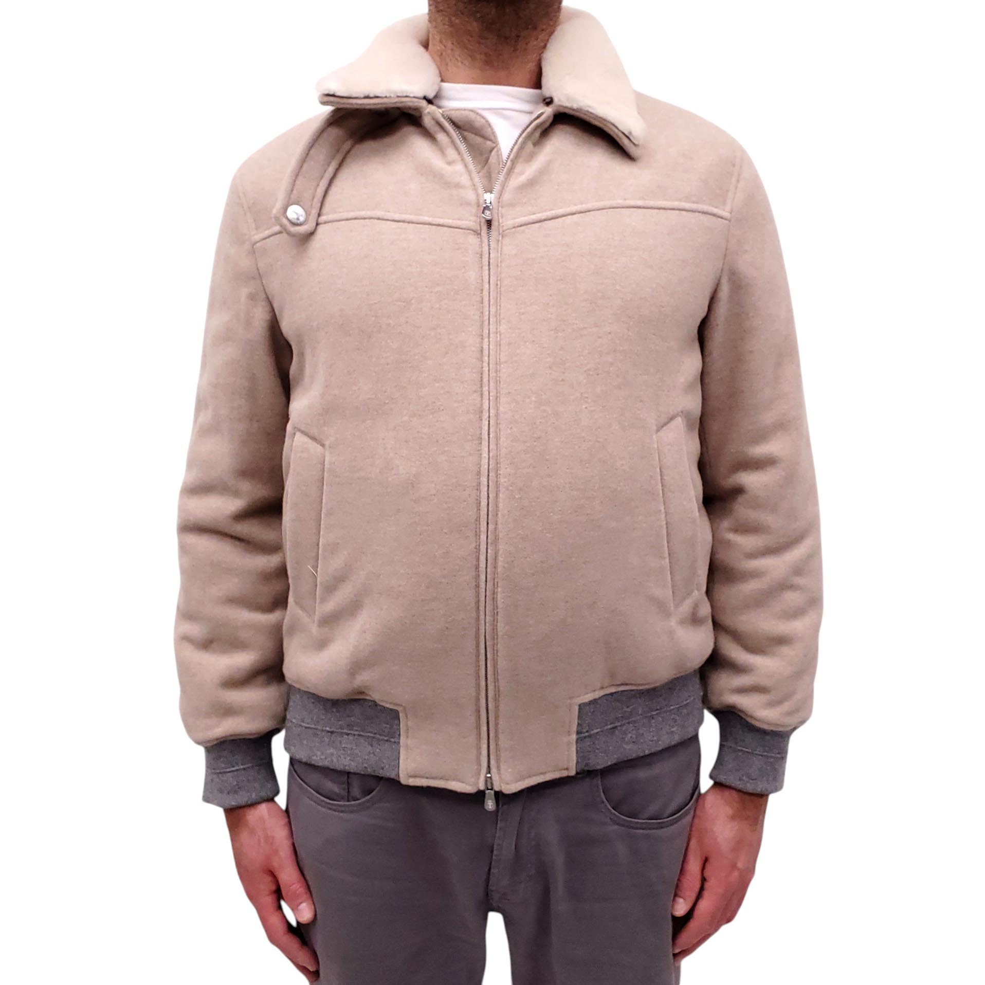 B.C. SHEARLING LINED CASHMERE BOMBER JACKET - MEN'S SIZE M