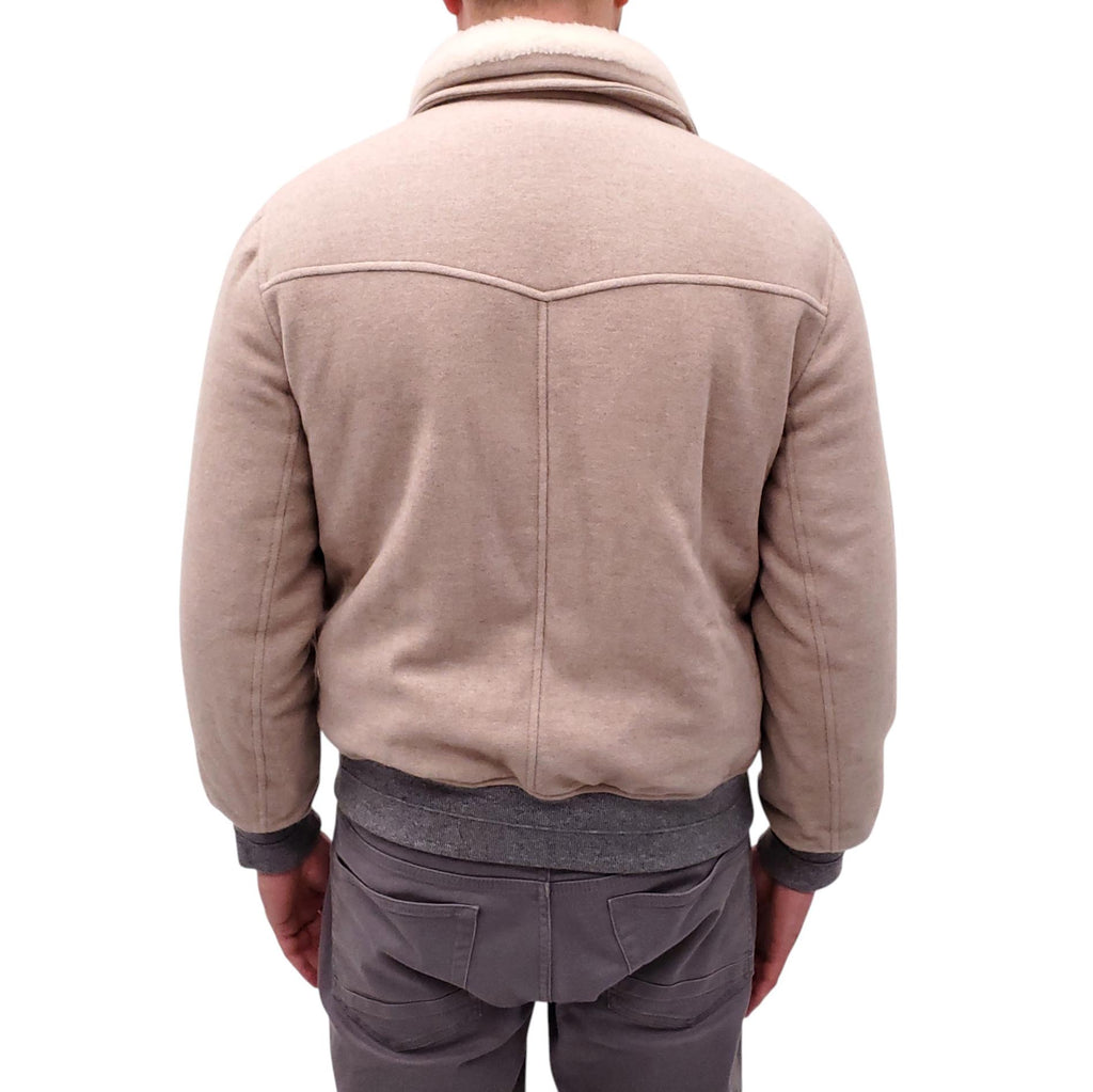 B.C. SHEARLING LINED CASHMERE BOMBER JACKET - MEN'S SIZE M