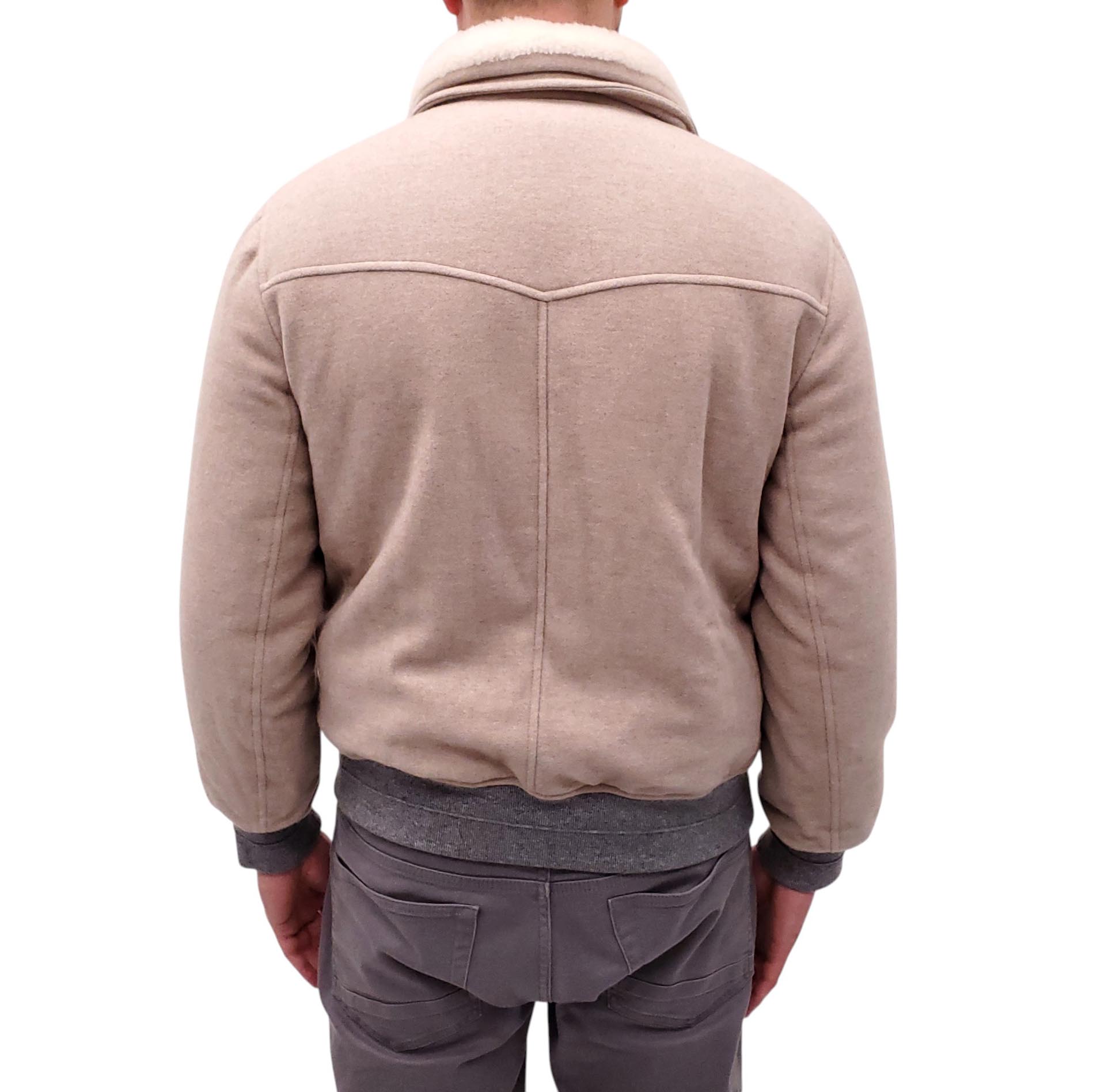 B.C. SHEARLING LINED CASHMERE BOMBER JACKET - MEN'S SIZE M