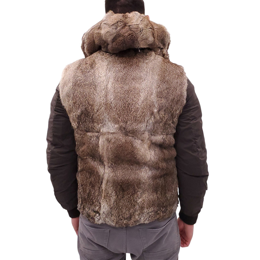 MONCLER BROWN QUILTED REVERSIBLE RABBIT FUR PUFFER JACKET - MEN'S SIZE 3 (M)