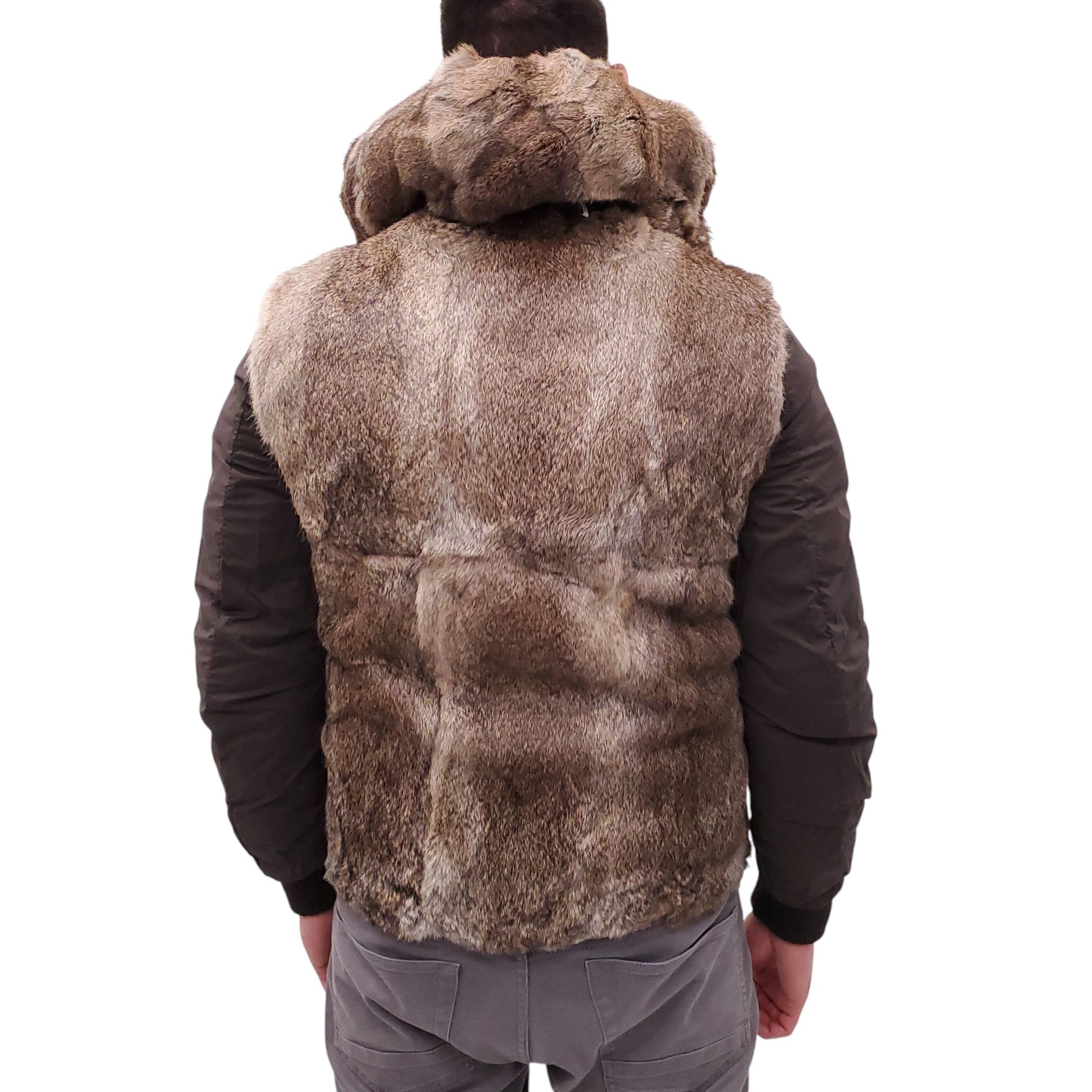 MONCLER BROWN QUILTED REVERSIBLE RABBIT FUR PUFFER JACKET - MEN'S SIZE 3 (M)