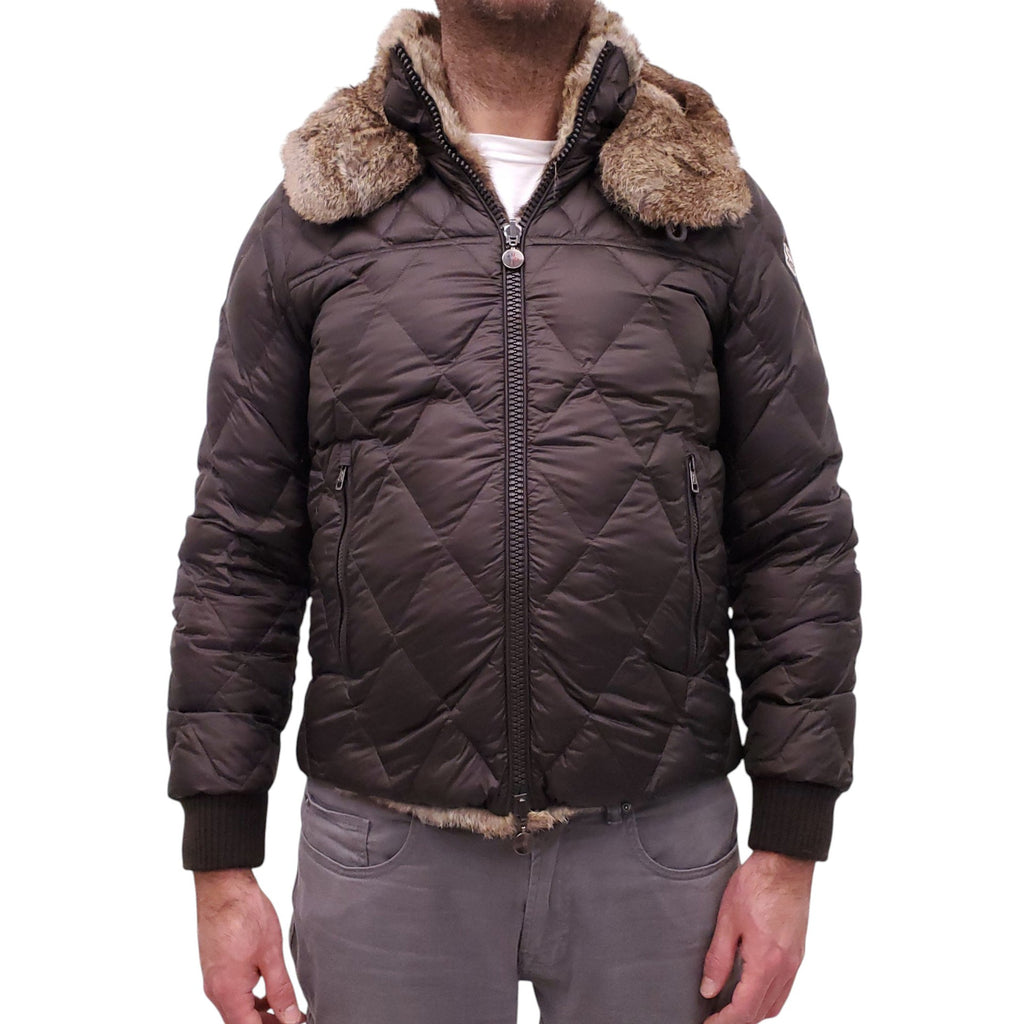 MONCLER BROWN QUILTED REVERSIBLE RABBIT FUR PUFFER JACKET - MEN'S SIZE 3 (M)