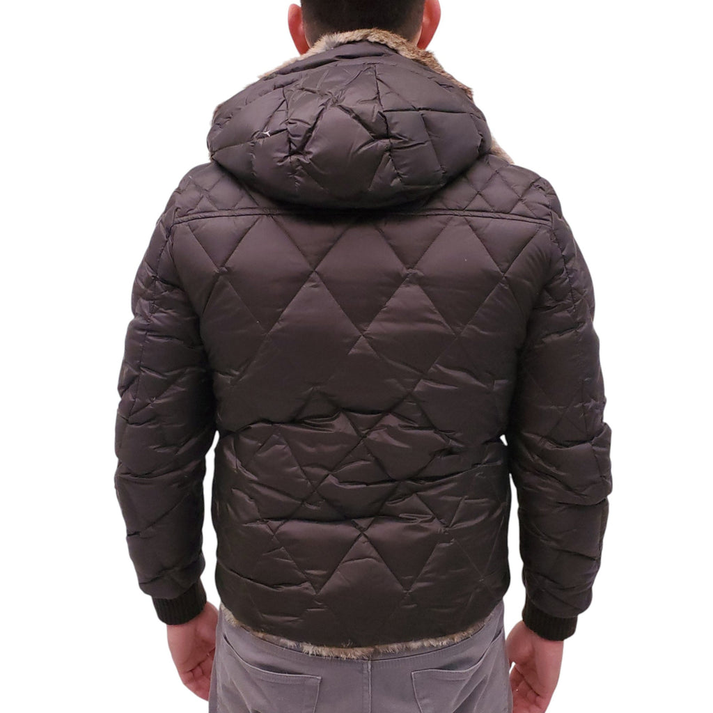 MONCLER BROWN QUILTED REVERSIBLE RABBIT FUR PUFFER JACKET - MEN'S SIZE 3 (M)