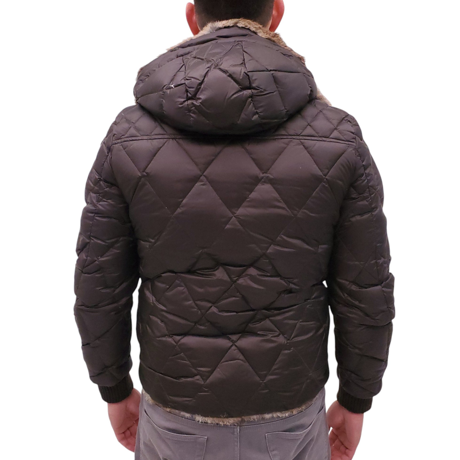 MONCLER BROWN QUILTED REVERSIBLE RABBIT FUR PUFFER JACKET - MEN'S SIZE 3 (M)