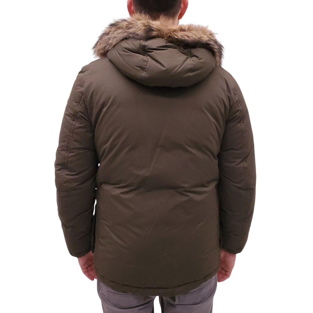 MONCLER SAGE GREEN BASTOGNE DOWN-FILLED JACKET WITH FUR LINING - MEN'S SIZE L