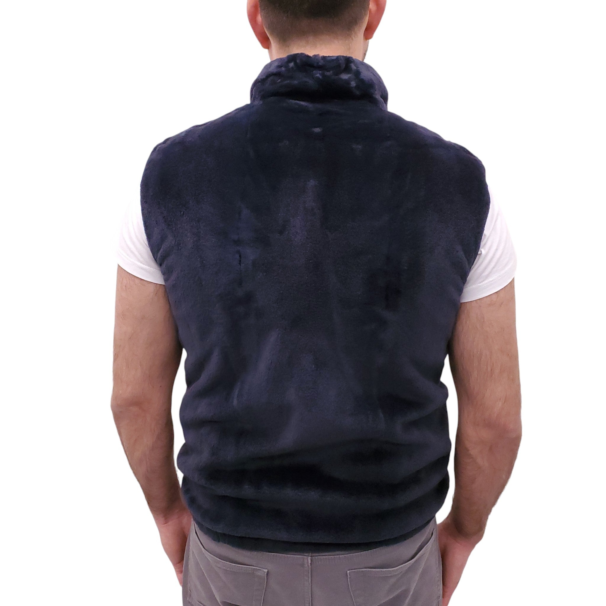 KITON NAVY MINK FUR AND CASHMERE REVERSIBLE VEST - MEN'S SIZE S