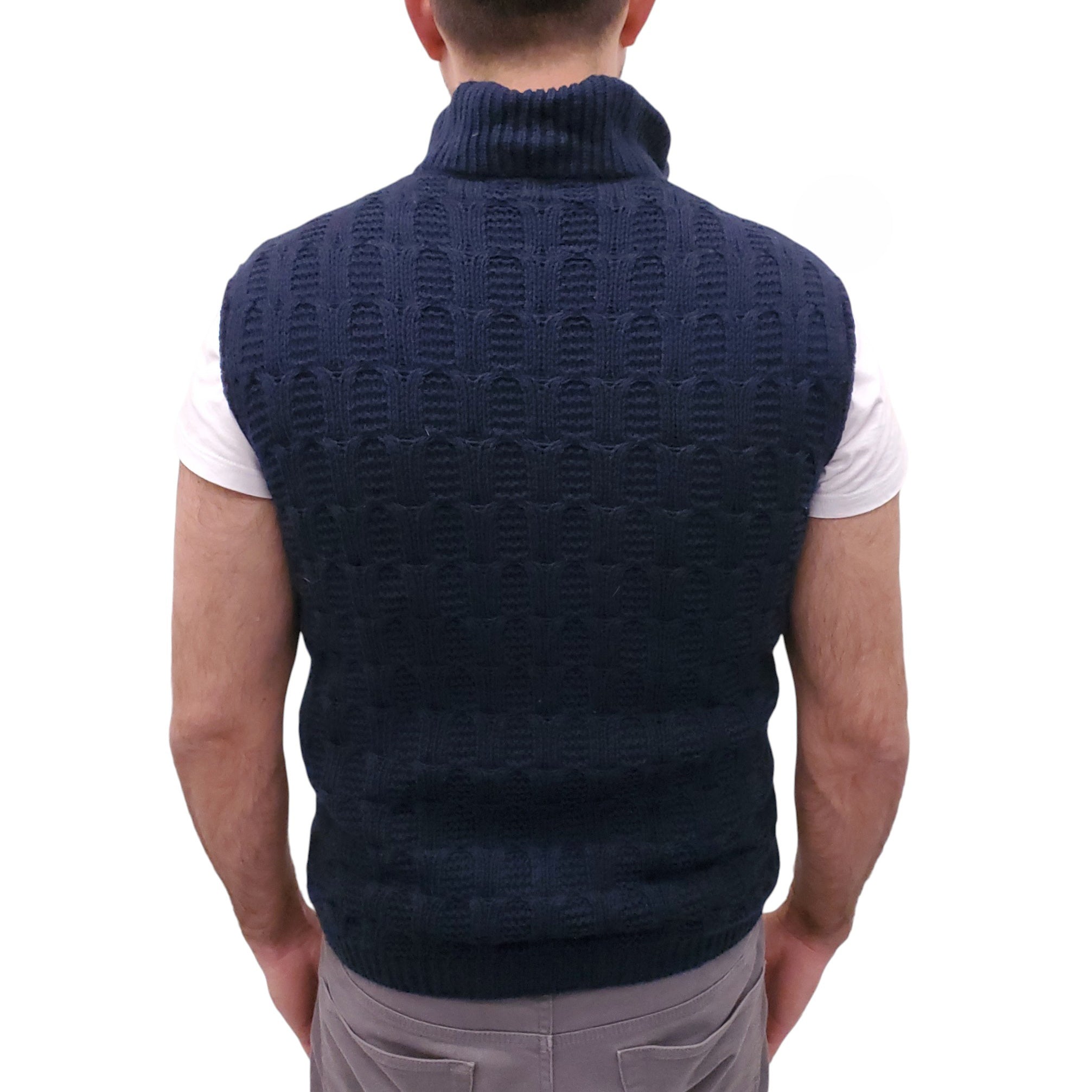 KITON NAVY MINK FUR AND CASHMERE REVERSIBLE VEST - MEN'S SIZE S