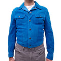 TOM FORD BLUE CASHMERE SUEDE WESTER JACKET - MEN'S SIZE 50