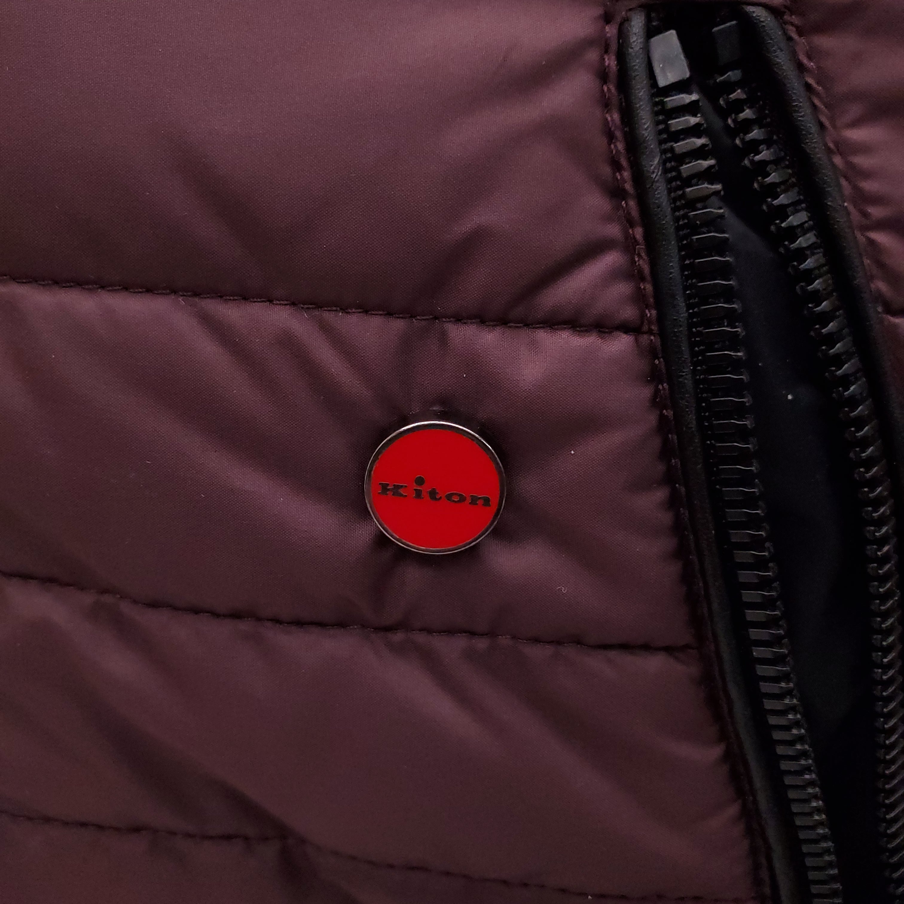KITON PURPLE DOWN JACKET WITH FUR DETAIL - MEN'S SIZE 52