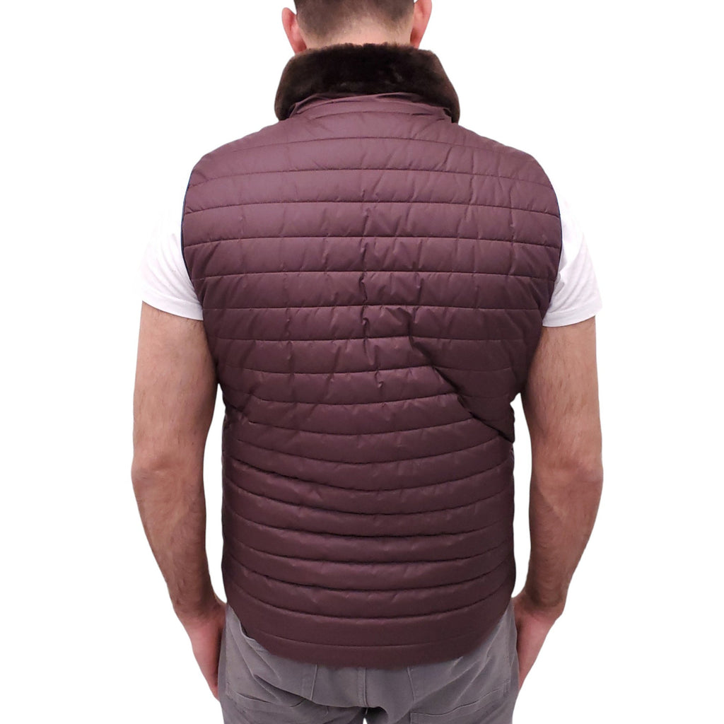 KITON PURPLE DOWN JACKET WITH FUR DETAIL - MEN'S SIZE 52