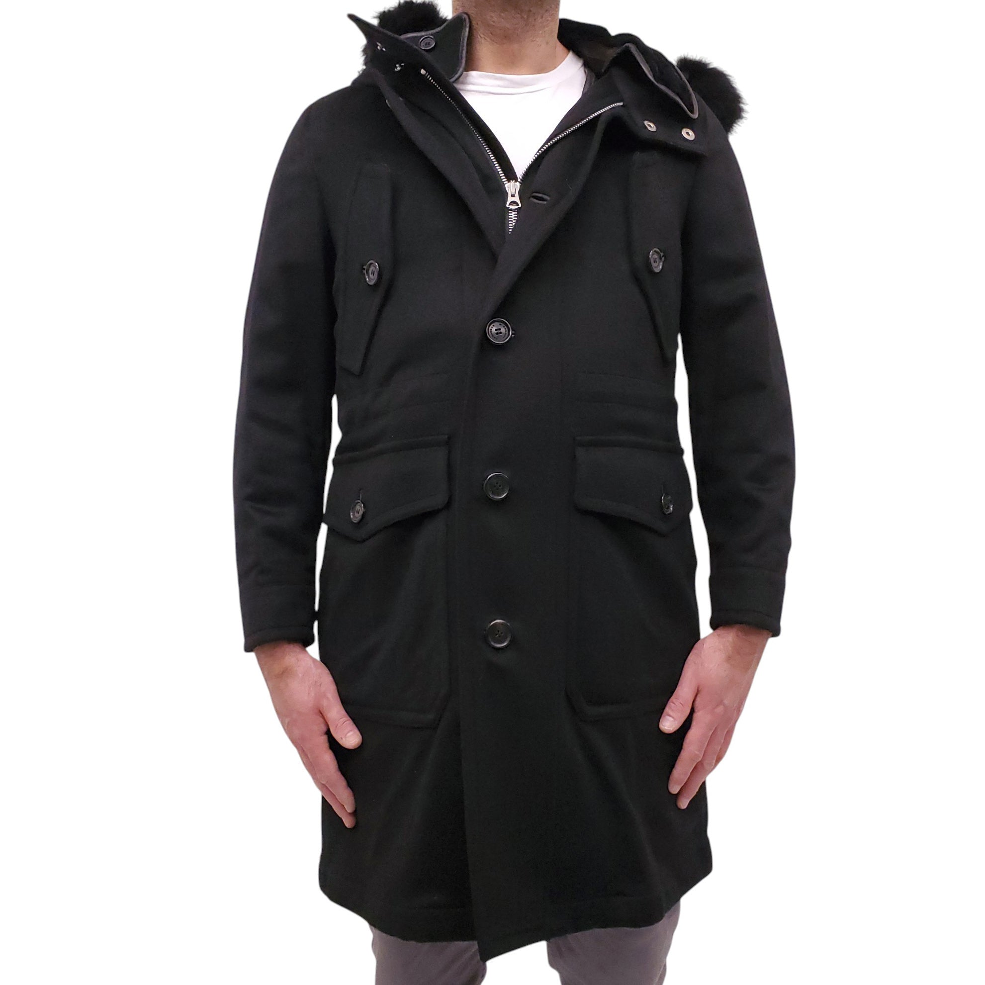 BURBERRY CASHMERE JACKET WITH FUR LINED INTERIOR - MEN'S SIZE 48