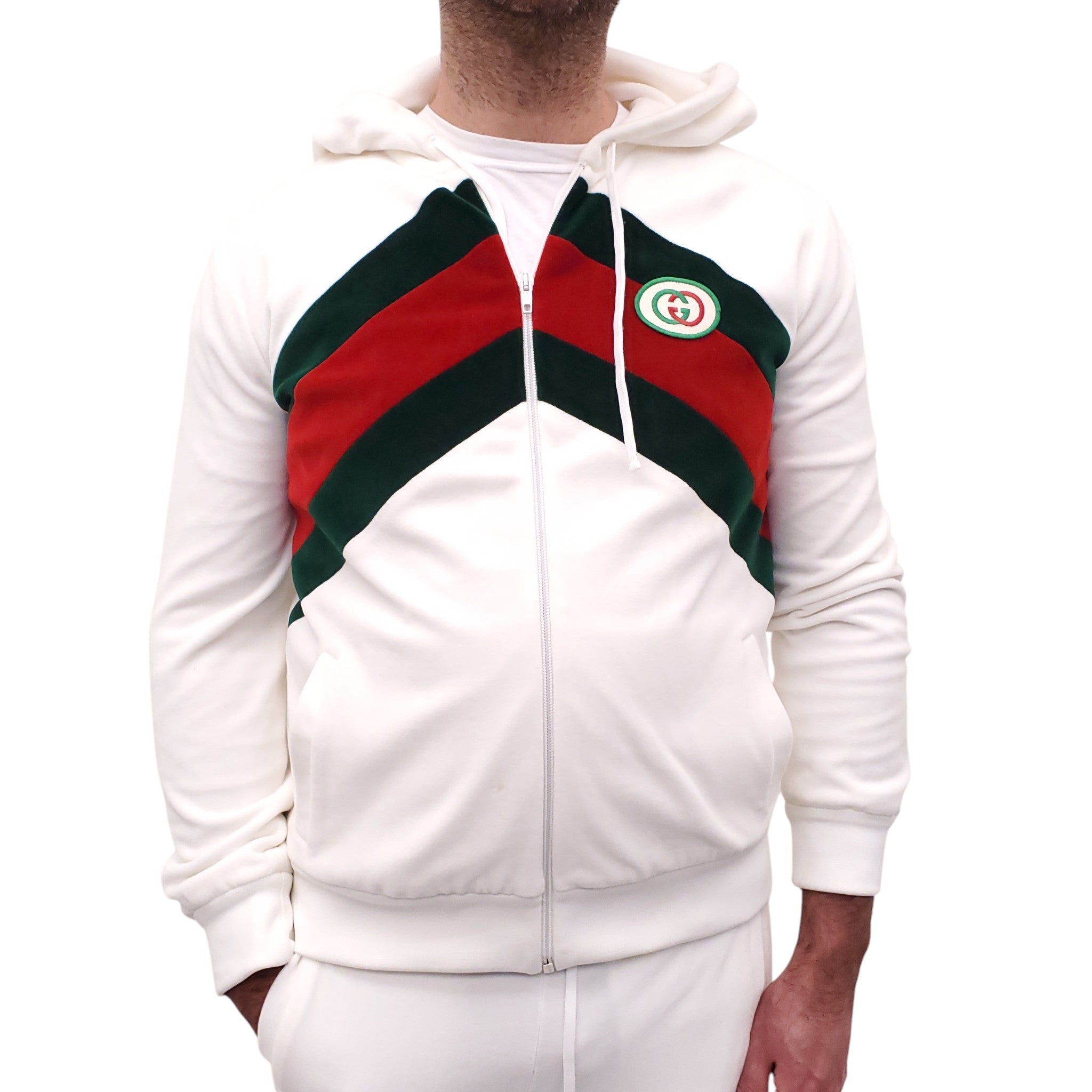 GUCCI WHITE VELOUR 2-PIECE SET - MEN'S SIZE M/L