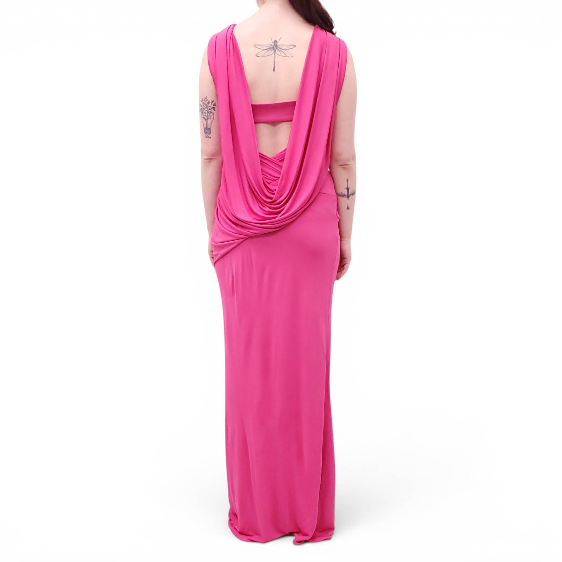 VERSACE PINK DRAPED GOWN - SIZE 42