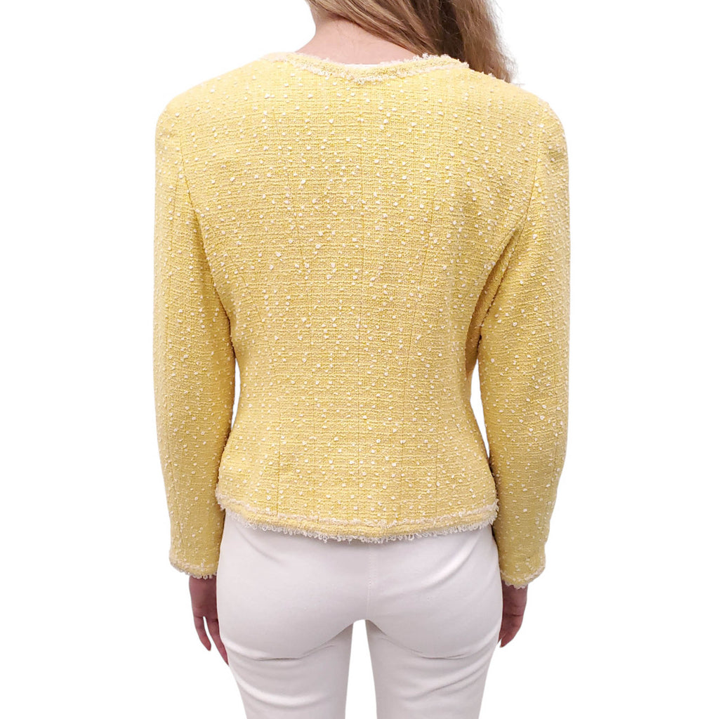 CHANEL 1994 YELLOW BOUCLÉ JACKET WITH LOGO BUTTONS - SIZE 40