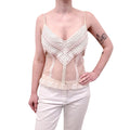 CHANEL 2004 PASTEL MESH LOGO EMBROIDERED LACE CAMISOLE - SIZE 42