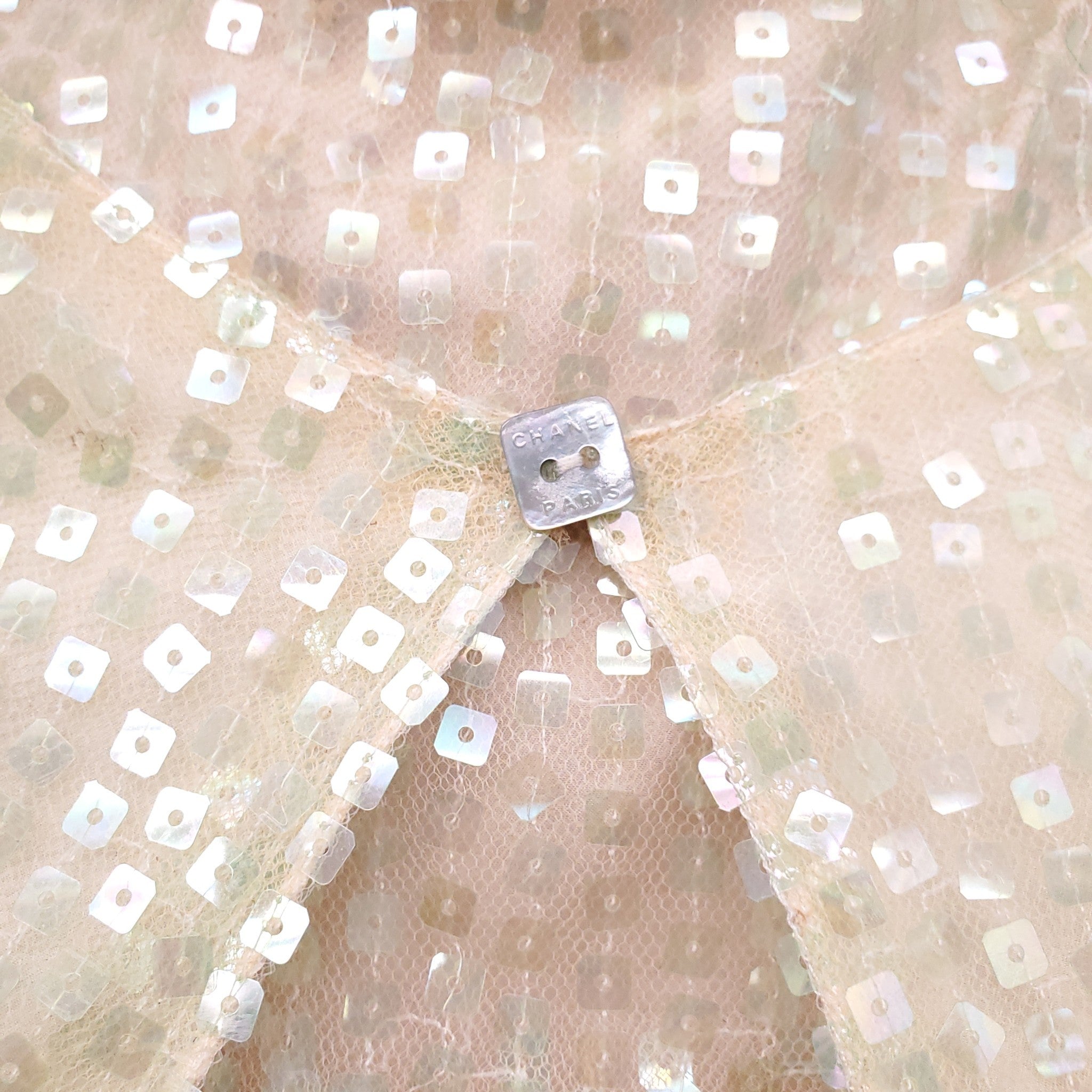 CHANEL TRI-COLOUR SEQUIN TOP AND CARDIGAN - SIZE 38