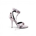 BALENCIAGA SILVER METALLIC CAGOLE HEELS - SIZE 38