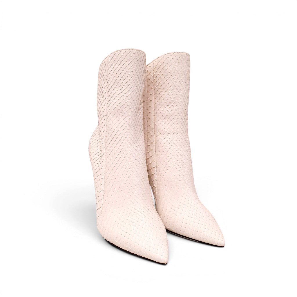 JIMMY CHOO WHITE SNAKESKIN BOOTIES - SIZE 37