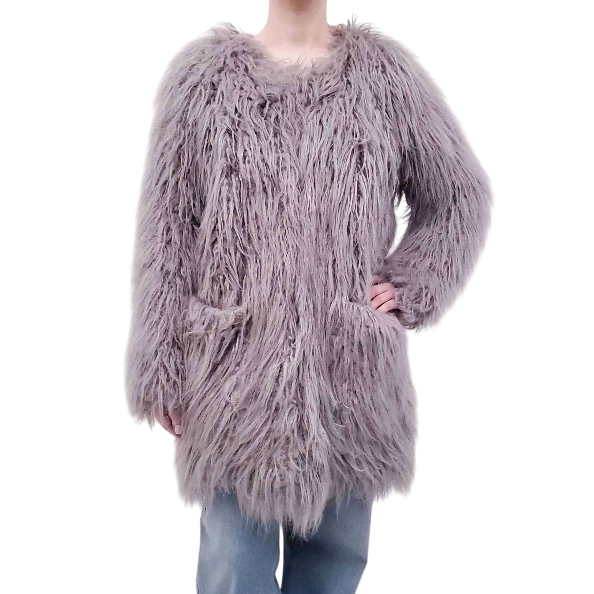 SMYTHE FUZZY GREY JACKET - SIZE M