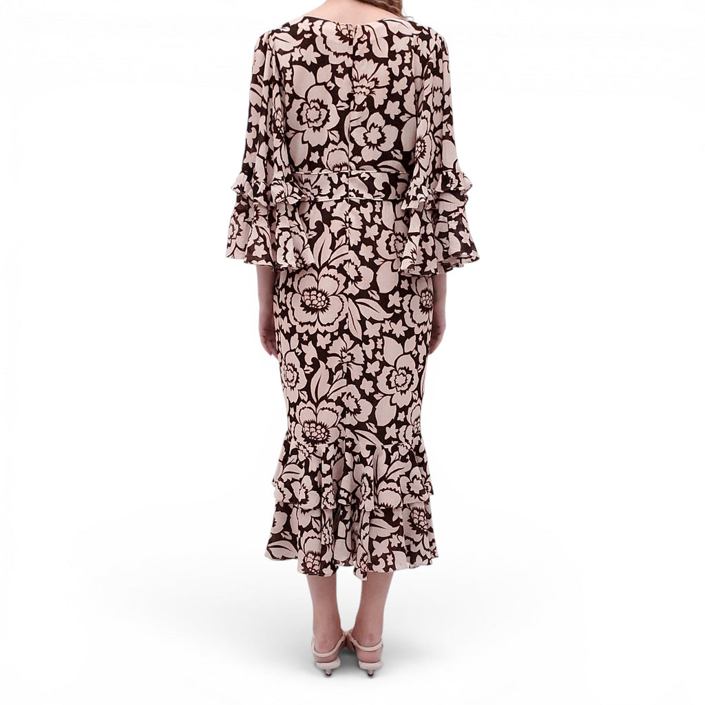 SMYTHE BLACK AND BEIGE FLORAL DRESS - SIZE 10