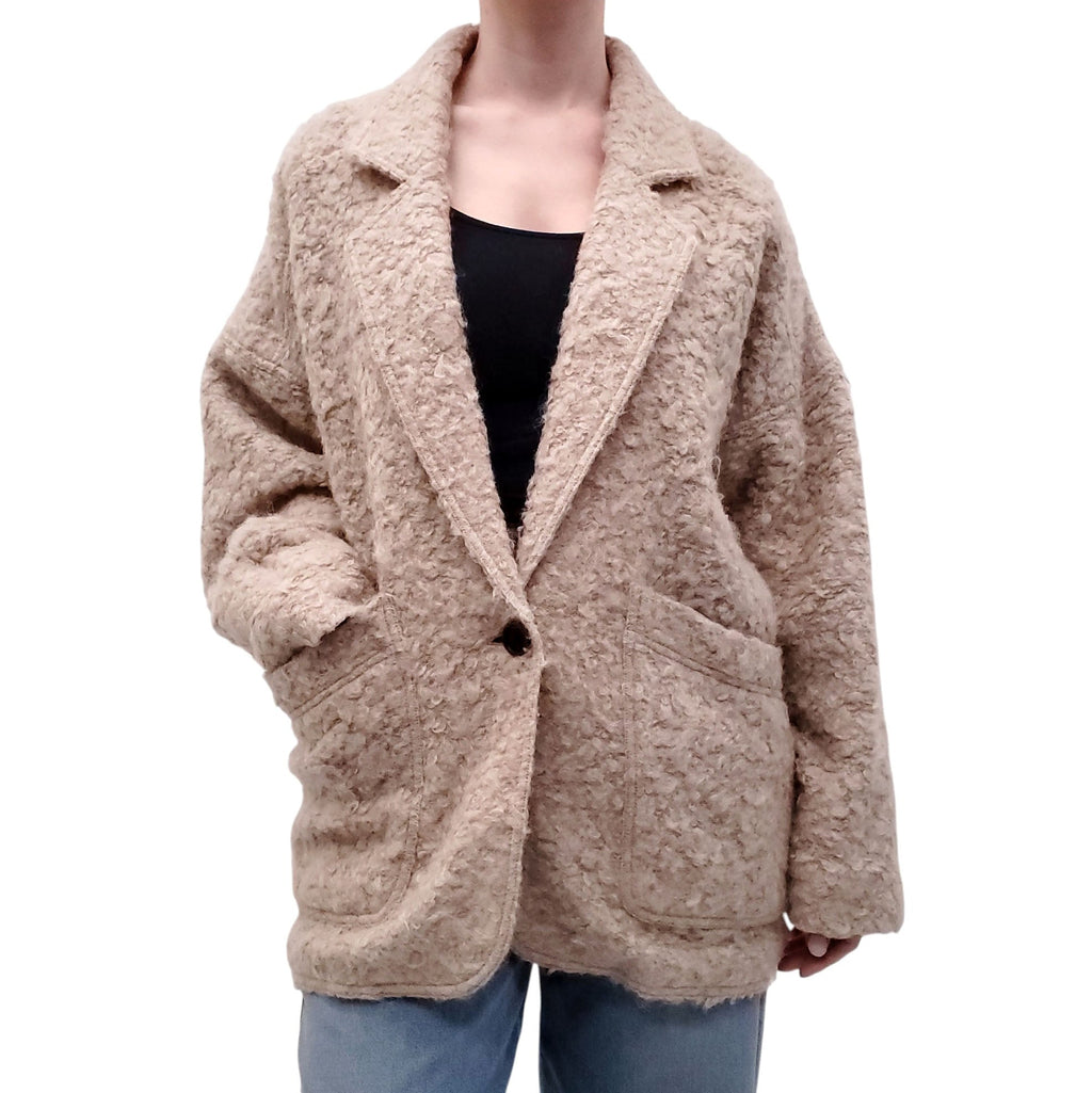 SMYTHE TAUPE BOUCLÉ BLAZER JACKET - SIZE M