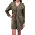 SMYTHE OLIVE GREEN CARGO DRESS WITH TIE UP DETAIL - SIZE XS