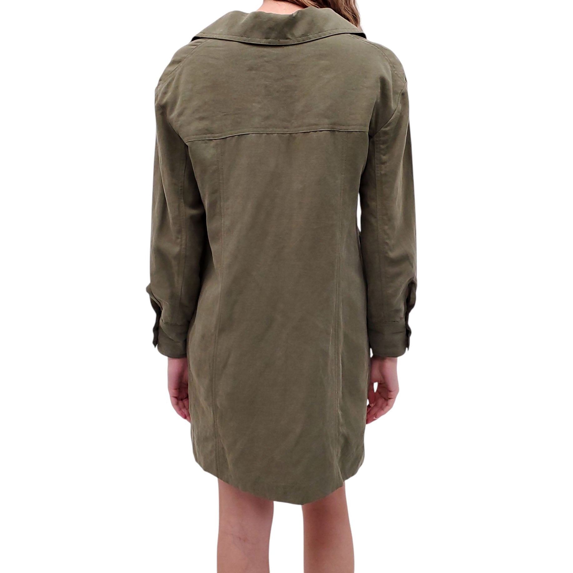 SMYTHE OLIVE GREEN CARGO DRESS WITH TIE UP DETAIL - SIZE XS