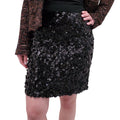 CHANEL BLACK PAILLETTE SEQUIN SKIRT - SIZE 40
