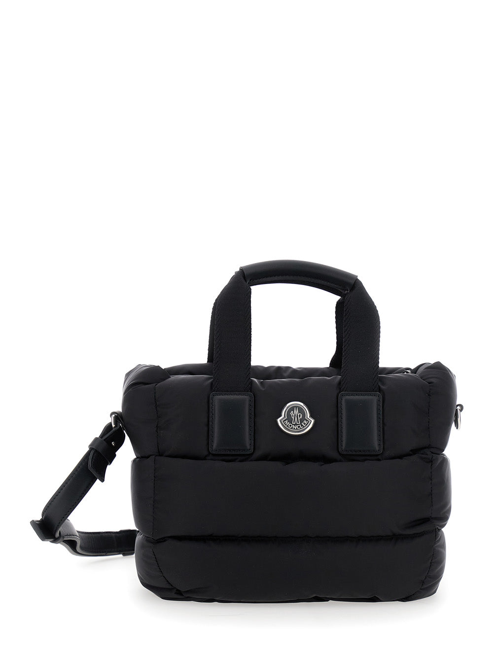 Moncler Women Handbag 'Karadoc' Mini With Adjustable And Removable Shoulder Strap And Logo Patch On The Front In Black Tech Fabric For Women
