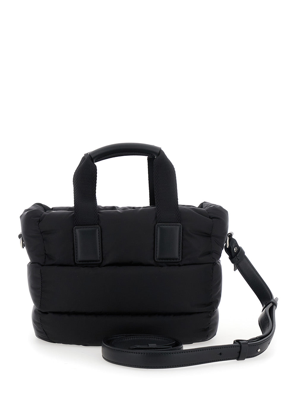 Moncler Women Handbag 'Karadoc' Mini With Adjustable And Removable Shoulder Strap And Logo Patch On The Front In Black Tech Fabric For Women