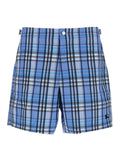 Burberry Men Light Blue Swim Shorts With Striped Motif And Logo On The Front In Tech Fabric For Men