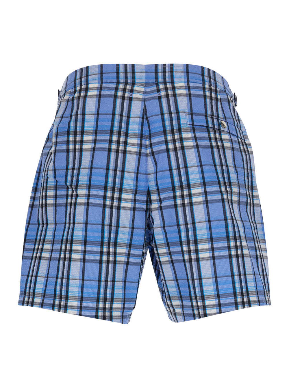 Burberry Men Light Blue Swim Shorts With Striped Motif And Logo On The Front In Tech Fabric For Men