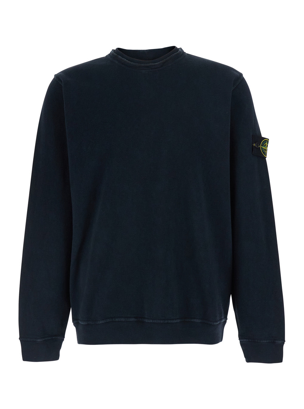 Stone Island Men Blue Crewneck Sweatshirt With Dropped Shoulders And Logo Patch On The Sleeve In Cotton For Men