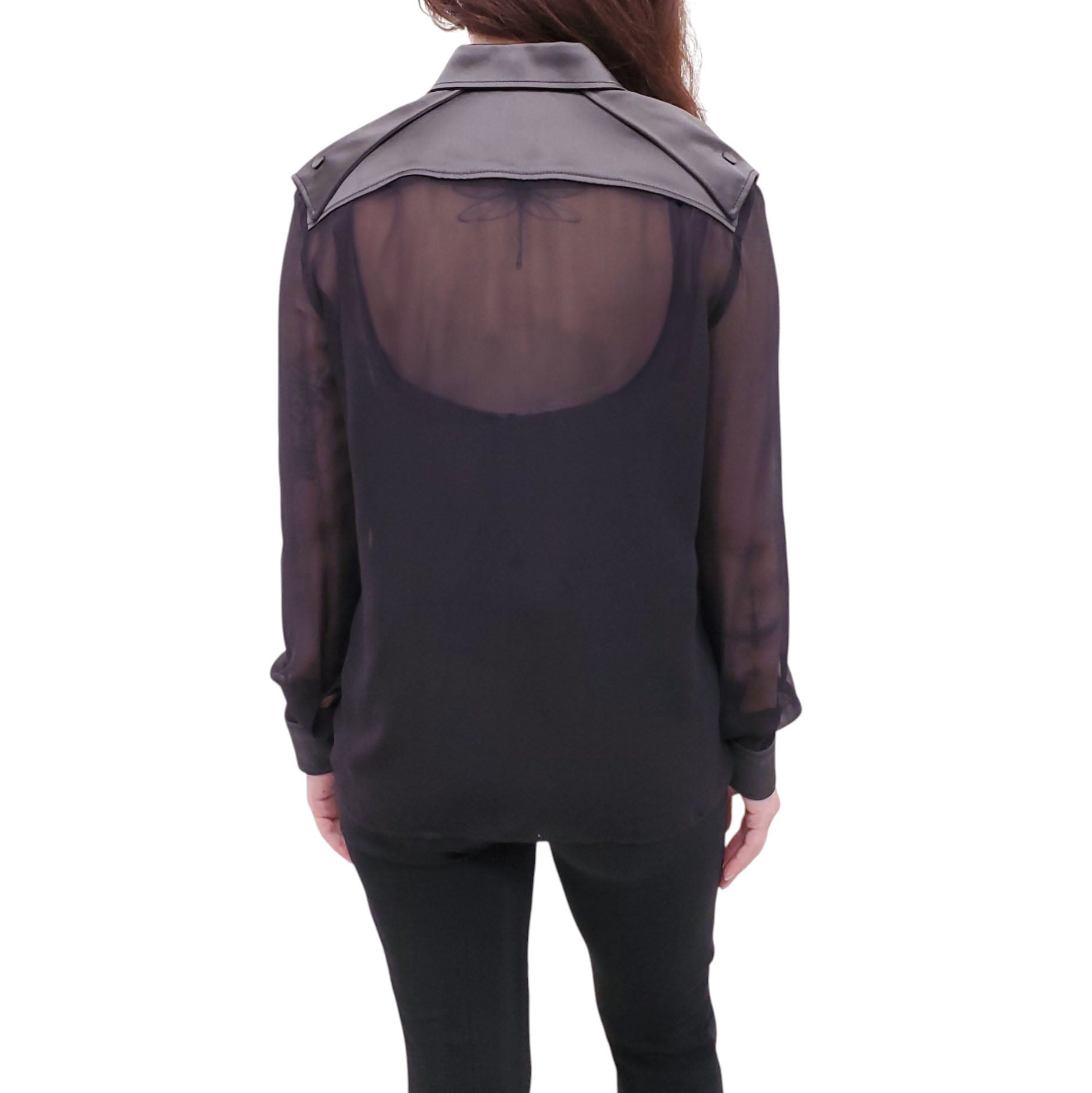 TOM FORD SHEER BLOUSE WITH SATIN POCKETS - SIZE 40