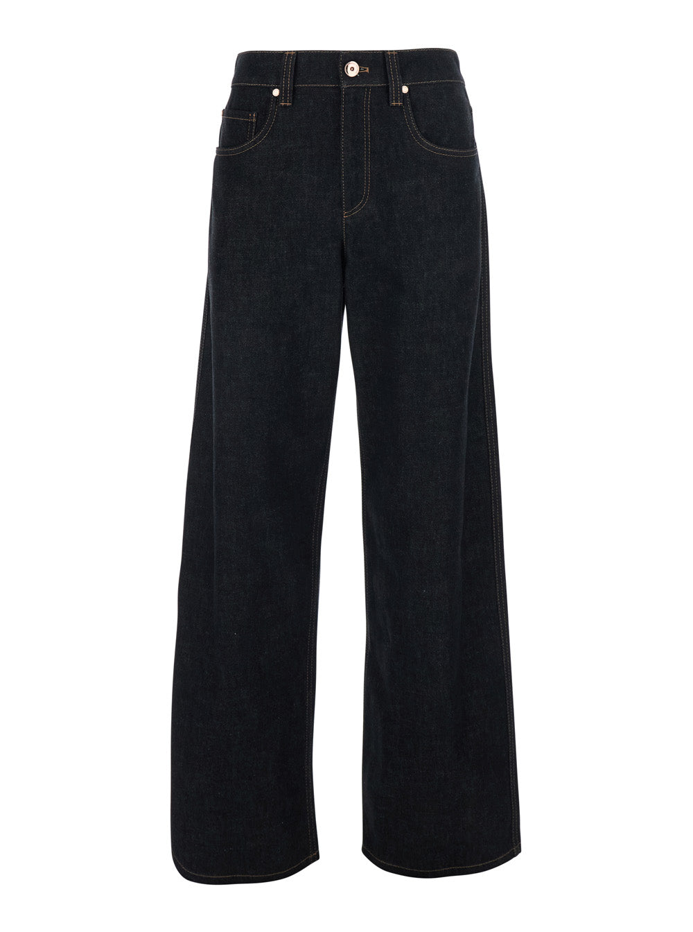 Brunello Cucinelli Women Black Jeans With Logo Patch On The Back And Contrasting Stitching In Denim For Women